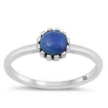 Load image into Gallery viewer, Sterling Silver Oxidized Blue Lapis Ring-6.5mm