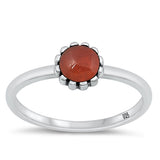 Sterling Silver Oxidized Red Agate Ring-6.5mm