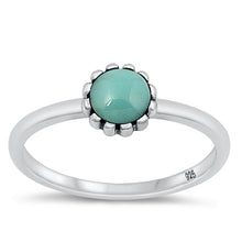 Load image into Gallery viewer, Sterling Silver Oxidized Genuine Turquoise Ring-6.5mm
