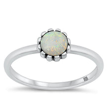 Load image into Gallery viewer, Sterling Silver Oxidized White Lab Opal Ring-6.5mm