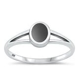 Sterling Silver Oxidized Black Agate Ring-6.8mm
