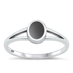 Sterling Silver Oxidized Black Agate Ring-6.8mm