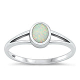 Sterling Silver Oxidized White Lab Opal Ring-6.8mm