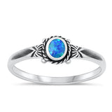 Sterling Silver Oxidized Blue Lab Opal Ring