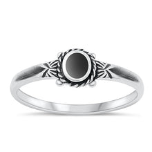 Load image into Gallery viewer, Sterling Silver Oxidized Black Agate Ring-6.4mm