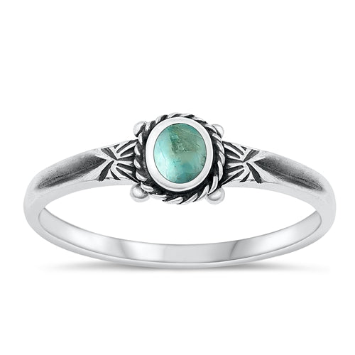 Sterling Silver Oxidized Turquoise Ring-6.4mm