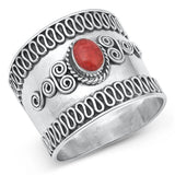 Sterling Silver Coral Bali Ring-18.4mm