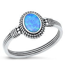 Load image into Gallery viewer, Sterling Silver Oxidized Blue Lab Opal Ring-10.3mm