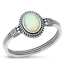 Load image into Gallery viewer, Sterling Silver Oxidized White Lab Opal Ring-10.3mm