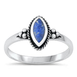 Sterling Silver Oxidized Blue Lapis Ring-11mm