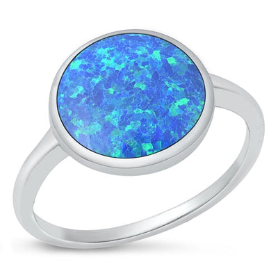 Sterling Silver Oxidized Blue Lab Opal Ring-13.5mm
