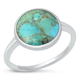 Sterling Silver Oxidized Genuine Turquoise Stone Ring-13.5mm