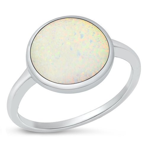 Sterling Silver Oxidized White Lab Opal Ring-13.5mm