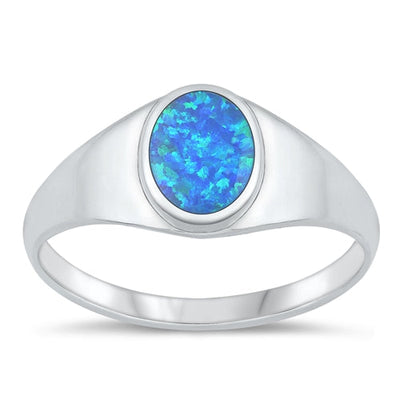 Sterling Silver Oxidized Blue Lab Opal Ring-9.6mm