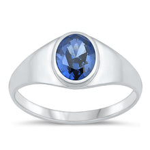 Load image into Gallery viewer, Sterling Silver Oxidized Blue Sapphire CZ Ring