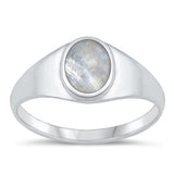 Sterling Silver Oxidized Moonstone Ring-9.6mm