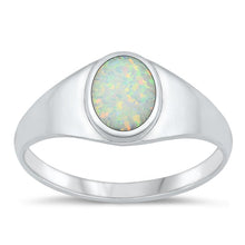 Load image into Gallery viewer, Sterling Silver Oxidized White Lab Opal Ring-9.6mm