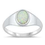 Sterling Silver Oxidized White Lab Opal Ring-9.6mm