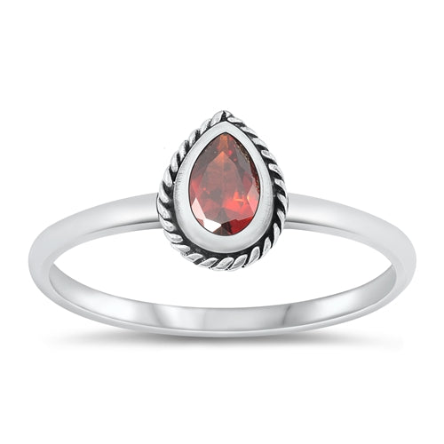 Sterling Silver Oxidized Garnet CZ Ring-8.8mm