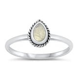 Sterling Silver Oxidized Moonstone Ring-8.8mm