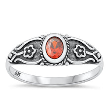 Load image into Gallery viewer, Sterling Silver Oxidized Garnet CZ Ring