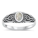 Sterling Silver Oxidized Moonstone CZ Ring-7.5mm
