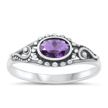 Load image into Gallery viewer, Sterling Silver Oxidized Amethyst CZ Celtic Ring