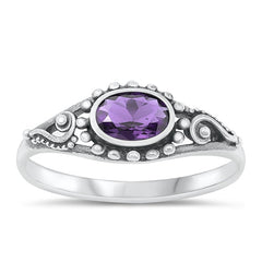 Sterling Silver Oxidized Amethyst CZ Celtic Ring