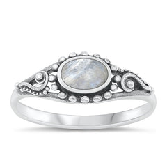 Sterling Silver Oxidized Moonstone Ring-7mm