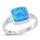 Sterling Silver High Polish Blue Lab Opal Ring