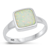 Sterling Silver High Polish White Lab Opal Ring