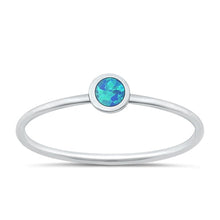 Load image into Gallery viewer, Sterling Silver Polished Small Round Blue Lab Opal Ring