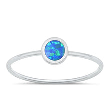 Load image into Gallery viewer, Sterling Silver Polished 5mm Blue Lab Opal Round Ring