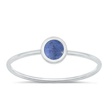 Load image into Gallery viewer, Sterling Silver Polished Blue Lapis Round Ring