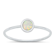 Load image into Gallery viewer, Sterling Silver Polished 5mm White Lab Opal Round Ring