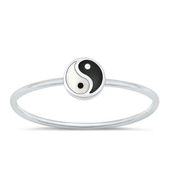 Sterling Silver Polished Yin Yang Round Ring