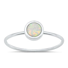 Load image into Gallery viewer, Sterling Silver Polished 7mm Round White Lab Opal Ring