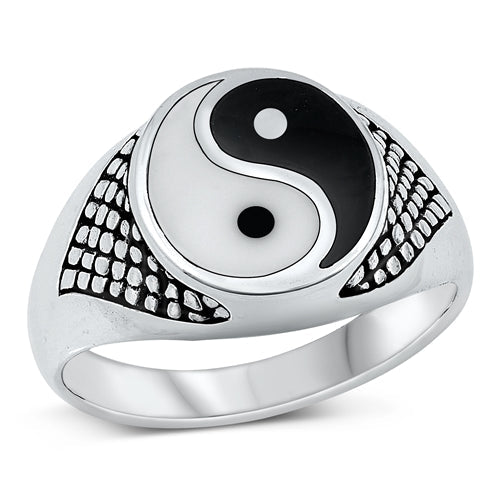 Sterling Silver Oxidized Yin Yang Ring