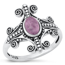 Load image into Gallery viewer, Sterling Silver Oxidized Amethyst Cross Ring-20.6mm
