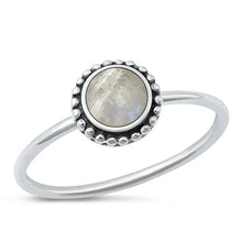Load image into Gallery viewer, Sterling Silver Oxidized Round Moon Stone Ring