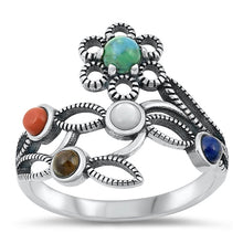 Load image into Gallery viewer, Sterling Silver Oxidized Multi-Stone Ring-19.2mm