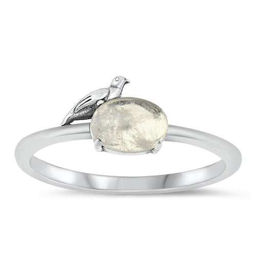 Sterling Silver Oxidized Bird Moonstone Ring