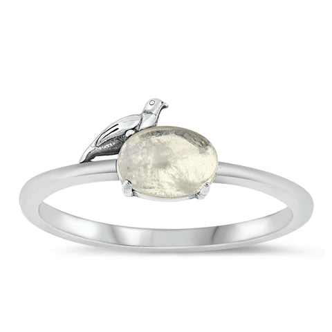 Sterling Silver Oxidized Bird Moonstone Ring