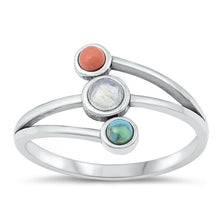 Load image into Gallery viewer, Sterling Silver Oxidized Turquoise, Moonstone, Carnelian Ring