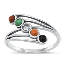Load image into Gallery viewer, Sterling Silver Oxidized Multi-Colored Stones Ring-11.2mm