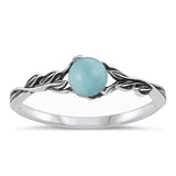 Sterling Silver Oxidized Larimar Ring-5.8mm