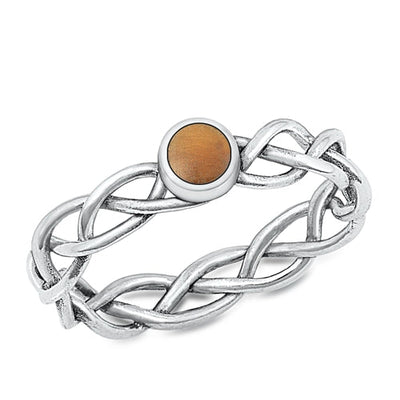Sterling Silver Oxidized Tiger Eye Ring-4.2mm