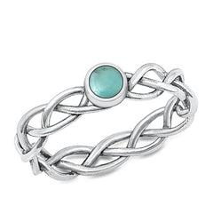 Sterling Silver Oxidized Genuine Turquoise Ring-4.2mm