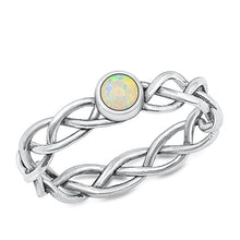 Load image into Gallery viewer, Sterling Silver Oxidized White Lab Opal Ring-4.2mm