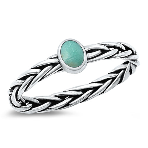 Sterling Silver Oxidized Genuine Turquoise Ring-5.5mm